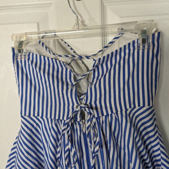 A'Gaci Lace-Up Blue and White Striped Strappy Corset Style Cotton Dress Size S - Picture 7 of 8